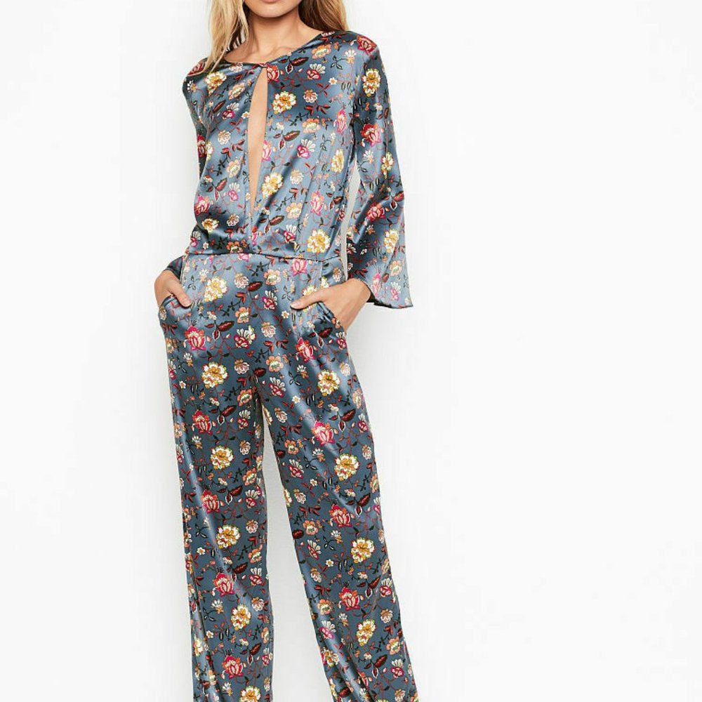 Victoria's Secret Luxe Satin Jumpsuit Open Back M